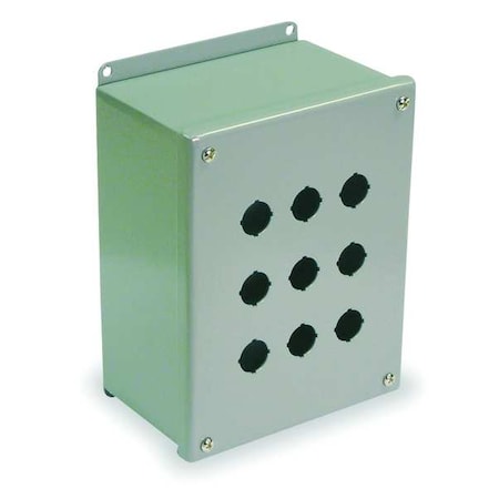 WIEGMANN Pushbutton Enclosure, 22mm, 9 Holes, Steel PBGX9