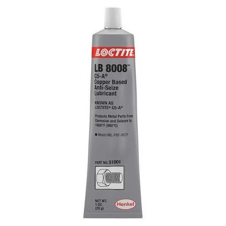 Loctite General Purpose Anti-Seize, Copper Base, 1 oz, Tube, LB 8008, C5-A 234192