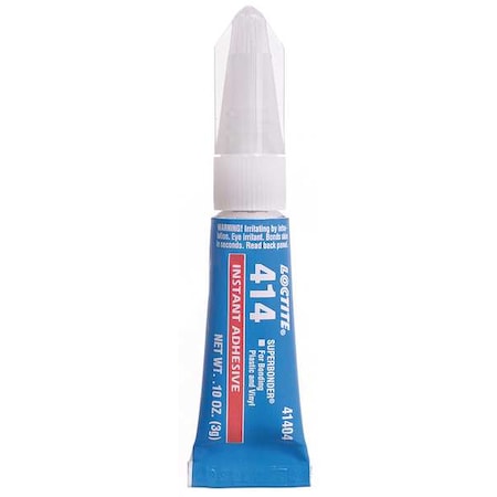 Loctite Instant Adhesive, 414 Series, Clear, 0.1 oz, Tube 233780