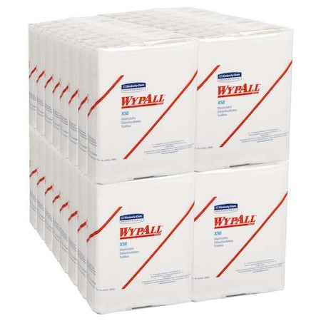 Wypall WypAll General Clean X50 Cleaning Cloths (35025), Strong for Extended Use, Quarterfold, White, PK32 35025