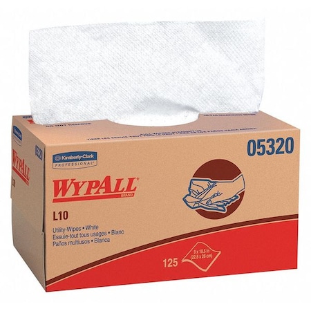 Wypall WypAll GeneralClean L10 Light Cleaning Towels (05320), Pop-Up Box, Limited Use Towels, White, PK18 05320