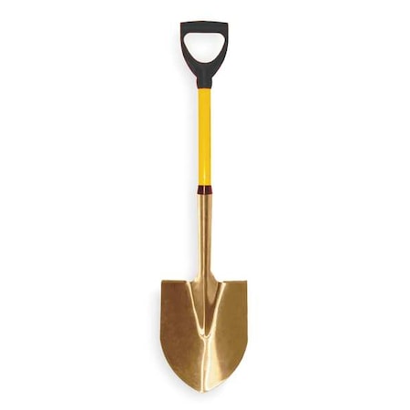 Ampco Safety Tools Round Point Shovel, Not Applicable Blade, Aluminum Blade, Standard Step, 25-3/4 in L Yellow S-83FG