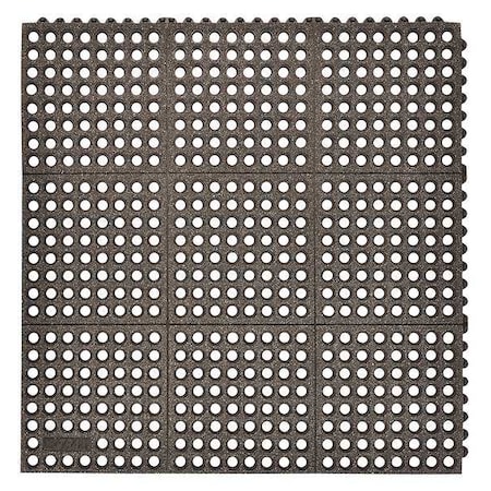 Notrax Interlocking Drainage Mat Tile, 3/4 in Thickness, 3 ft L, Black 850S0033BL