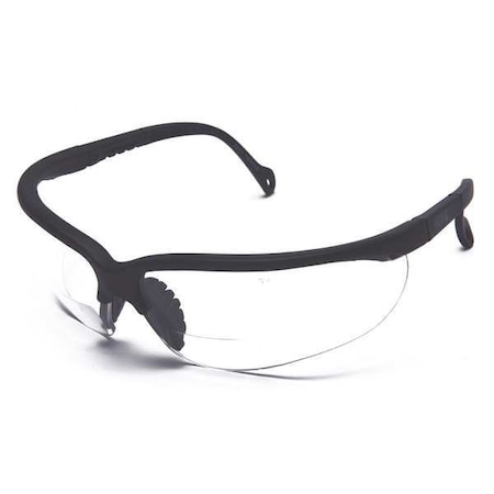 Condor Not Applicable Reader Safety Glasses, Black Wraparound Frame, 2.5 Diopter, Clear Lens, Universal 2VKZ8
