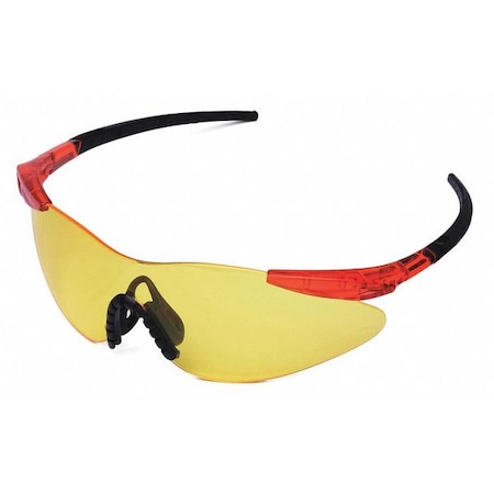 Zoro Select Persuader(TM) II, Safety Glasses, Scratch-Resistant, Amber Lens, Translucent Red Frame 2VKZ3