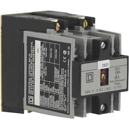 Square D NEMA Control Relay, 2NO, 24VAC, 10A 8501XO20V01
