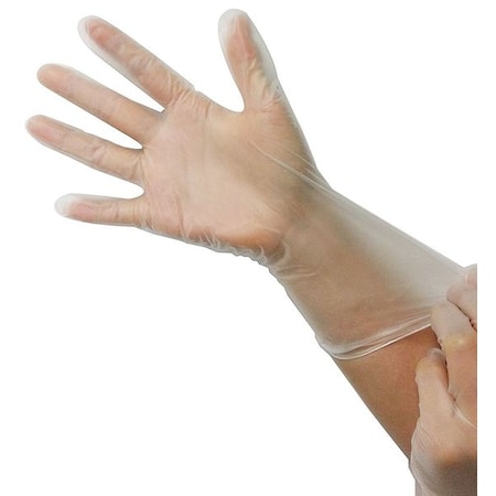 Condor Disposable Gloves, 2.7 mil Palm, Vinyl, Powder-Free, L, 100 PK, Clear 2VMA7