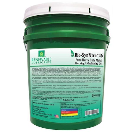 Renewable Lubricants Cutting Oil, 5 gal, Bucket 86874