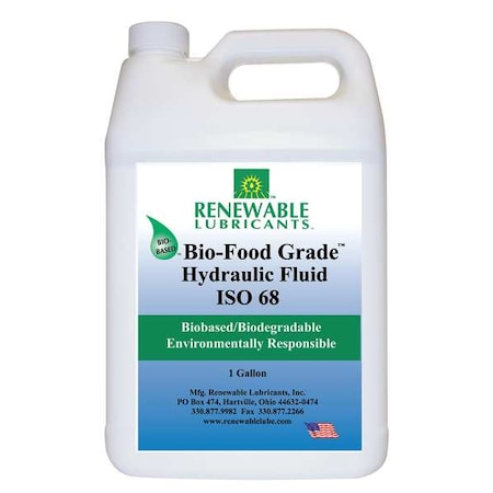 Renewable Lubricants Bio-Food Grade Hydraulic Fluid, 1 gal., ISO 68 87143