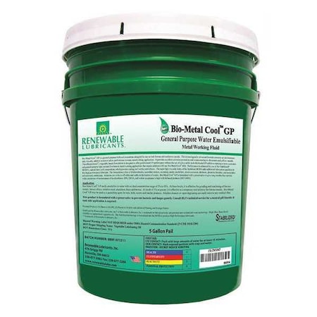 Renewable Lubricants Cutting Oil, 5 gal, Bucket 86804