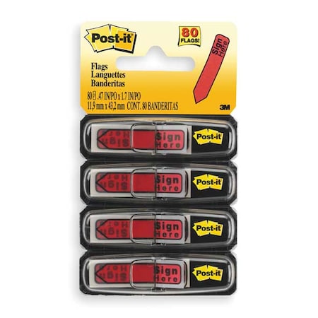 Post-It Sticky Arrow Flags, Sign Here, Red, PK4 684-RDSH