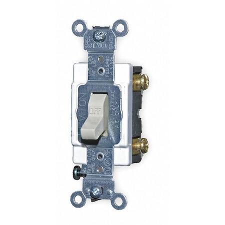 Leviton Wall Swtch, 1-Pol, 120/277V, 20A, Ivry, Toggl 1221-SI