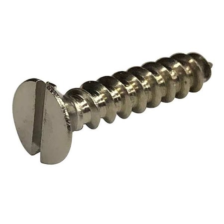 Zoro Select Sheet Metal Screw, #8 x 1 in, Plain 18-8 Stainless Steel Flat Head Slotted Drive, 100 PK 2WE49