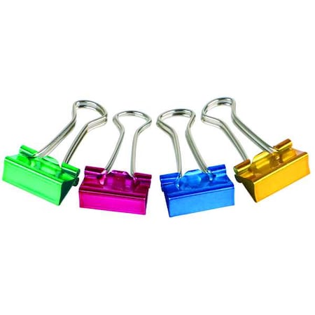 Zoro Select Binder Clip, 3/4 In, Metal, Assorted, PK40 2WFX5