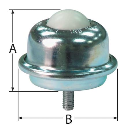 Ashland Conveyor Ball Transfer, Threaded, 1-1/2In Ball Dia BT S 3/8-16 1.5DIA 125 NYL/CS
