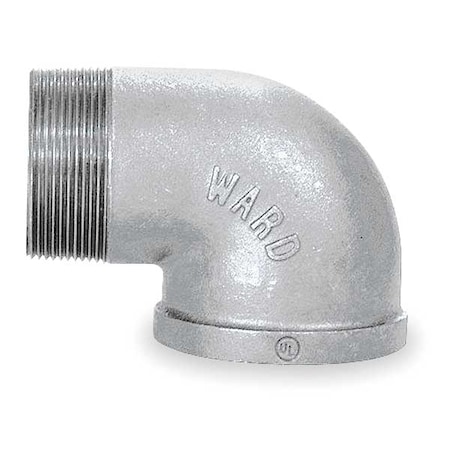 Zoro Select 3" FNPT x MNPT Galvanized 90 Degree Street Elbow 2WJ14