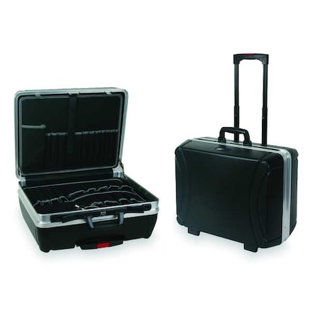 Westward WESTWARD Rolling Tool Case, Aluminum, Black, 19 in W x 15 in D x 10-1/2 in H 2WLK1
