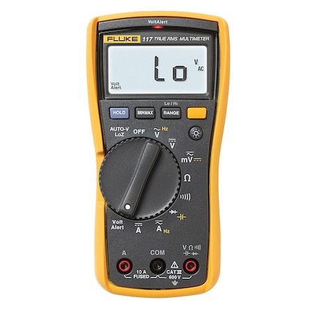 Fluke Digital Multimeter, 600 V Max DC, 0 V Max AC, TRMS, 6,000 Instrument Counts, Backlit LCD FLUKE-117/CWG