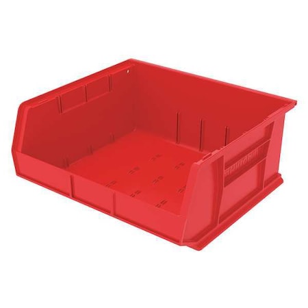 Akro-Mils Hang & Stack Storage Bin, 16-1/2 in W x 14-3/4 in L x 7 in H, 75 lb Load Capacity, Red, Plastic 30250RED