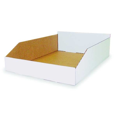 Packaging Of America Corrugated Shelf Bin, Cardboard, 12 1/4 in W, 4 3/4 in H, White 2W256