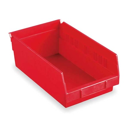 Akro-Mils Shelf Storage Bin, Plastic, Red, 4 in H, 6 5/8 in W, 11 5/8 in L 30130RED
