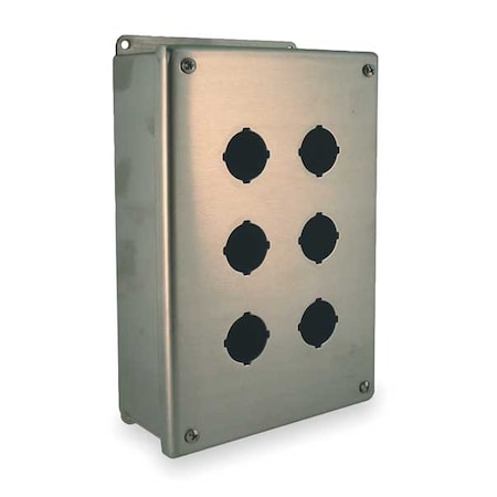 Wiegmann Pushbutton Enclosure, 30mm, 6 Holes, Steel PB6