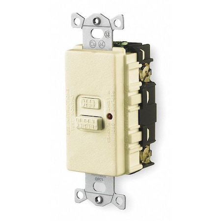 Hubbell Wiring Device-Kellems GFCI Receptacle, 20A, 125VAC, Ivory GFBF20IL