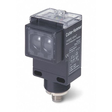 Eaton Retroreflective Photoelectric Sensor, Dual Key Micro Connector, Right Angle, Rectangular, Selectable Light On/Dark On, SPDT 1450E-6534