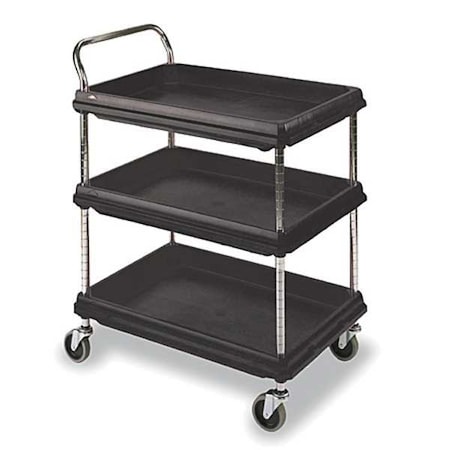 Metro Utility Cart with Deep Lipped Plastic Shelves, Polymer, 400 lb Load Capacity, 3 Shelves, 27 in W BC2636-3DBL