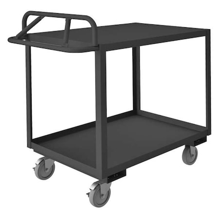 ZORO SELECT Utility Cart with Lipped & Flush Metal Shelves, Steel, Ergonomic, 2 Shelves, 1,200 lb RSCE-243641-2-TLD-95