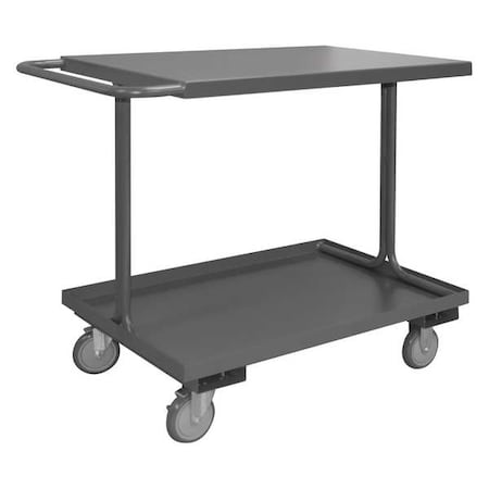 Zoro Select Easy-Access Utility Cart with Lipped & Flush Metal Shelves, Steel, 1,200 lb Load Capacity, 36 in L EAS-2436-95