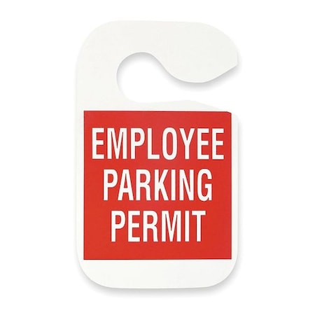 Zoro Select Employee Parking Permit, Red, PK5 2XKE7