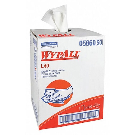 Wypall WypAll Power Clean L40 Extra Absorbent Towels (05860), Limited Use, White, 1 Roll / Box, 200 Towels 05860