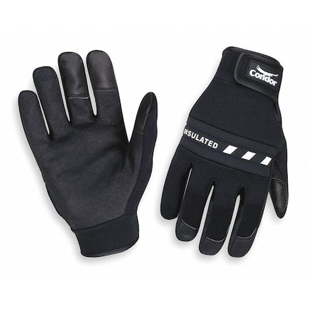 Zoro Select Cold Protection Gloves, Synthetic Leather-Nylon Palm, Polyester Lining, Black, S 2XRT9