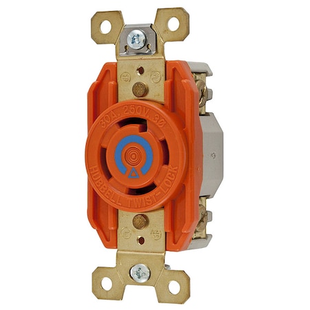Hubbell Wiring Device-Kellems Locking Receptacle, L15-30R, 30 A, 250V AC, Three Phase, 3 Pole, Flush Mount, Screw Terminals IG2720