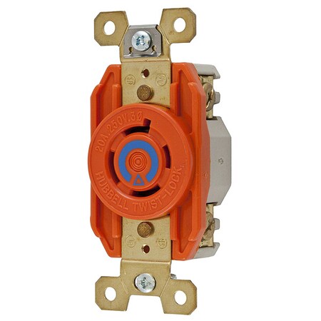 Hubbell Wiring Device-Kellems Locking Receptacle, L15-20R, 20 A, 250V AC, Three Phase, 3 Pole, Flush Mount, Screw Terminals IG2420