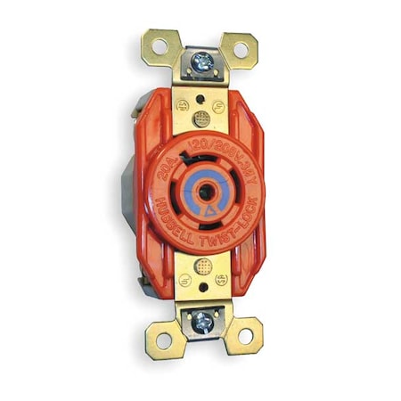Hubbell Wiring Device-Kellems Locking Receptacle, L21-20R, 20 A, 120/208V AC, Three Phase, 4 Pole, Flush Mount, Screw Terminals IG2510