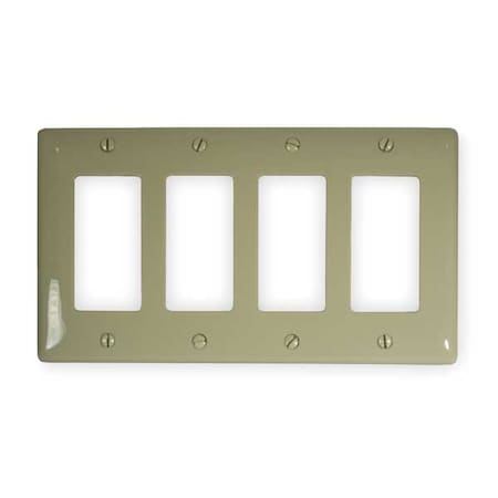 Hubbell Wiring Device-Kellems Rocker Wall Plates and Box Cover, Number of Gangs: 4 Nylon, Smooth Finish, Ivory NP264I