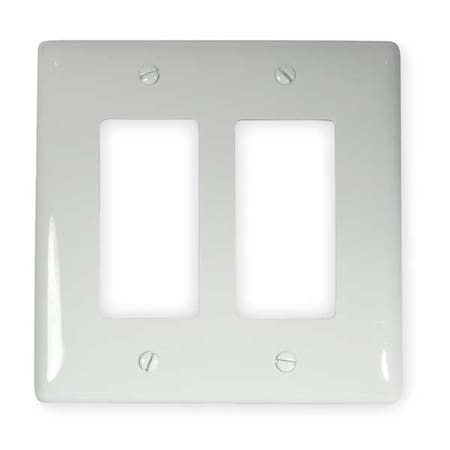 Hubbell Wiring Device-Kellems Rocker Wall Plates and Box Cover, Number of Gangs: 2 Nylon, Smooth Finish, White NPJ262W