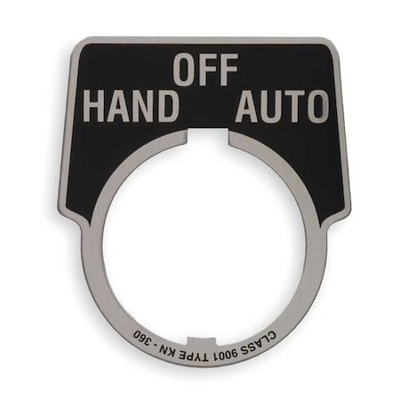 Schneider Electric Legend Plate, Hand/Off/Auto, White/Black 9001KN360