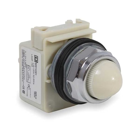 Schneider Electric Pilot Light, 30mm, Chrome, White, 120VAC 9001KP1W9