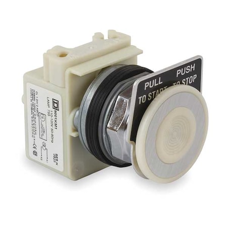 Schneider Electric Illuminated Push Button Operator, 30 mm, White 9001KR9P1W