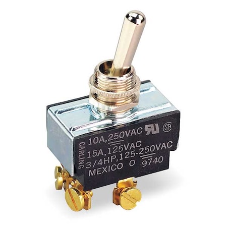Carling Technologies Toggle Switch, DPST, 4 Connections, On/Off, 3/4 hp, 10A at 250V AC, 15A at 125V AC 2GK54-73
