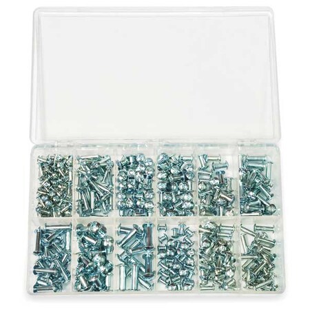 Zoro Select Barrel Bolt Assortment, Steel, Zinc Plated Finish Z4403-KIT