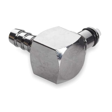 Colder 1/4" Barb Chrome Plated Brass Shut-Off Elbow Insert LCD23004