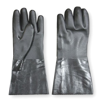 Zoro Select Chemical Resistant Gloves, PVC, 14 in L, Not Applicable, Black, M, 1 PR 2YEP9