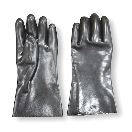 Zoro Select Chemical Resistant Gloves, PVC, 12 in L, Not Applicable, Black, M, 1 PR 2YEP1