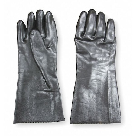 Condor Chemical Resistant Gloves, PVC, 14 in L, Not Applicable, Black, M, 1 PR 2YEP3