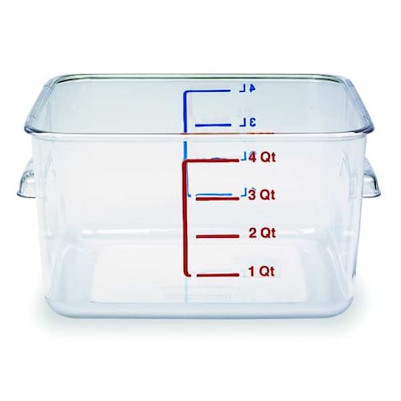 Rubbermaid Commercial Square Storage Container, 4 qt, Clear FG630400CLR