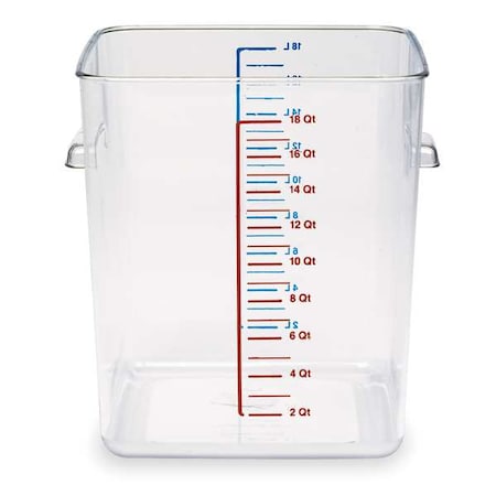 Rubbermaid Commercial Square Storage Container, 18 qt, Clear FG631800CLR